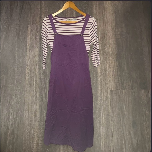White Stag Dresses & Skirts - White Stag Purple Jumper Dress & Striped Top Set Size Small